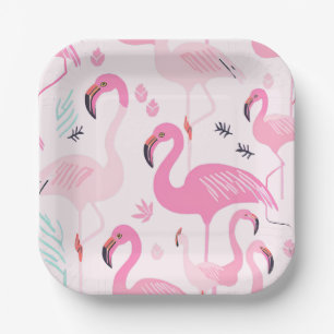 Assiettes En Carton Flamants roses