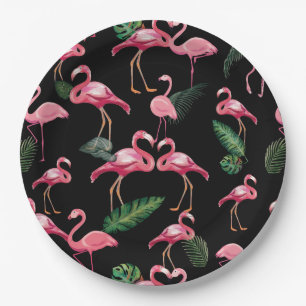 Assiettes En Carton Flamants roses Love Motif 4