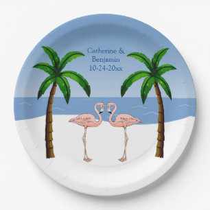 Assiettes En Carton Flamants roses mariages ou Fiançailles Plage Palmi