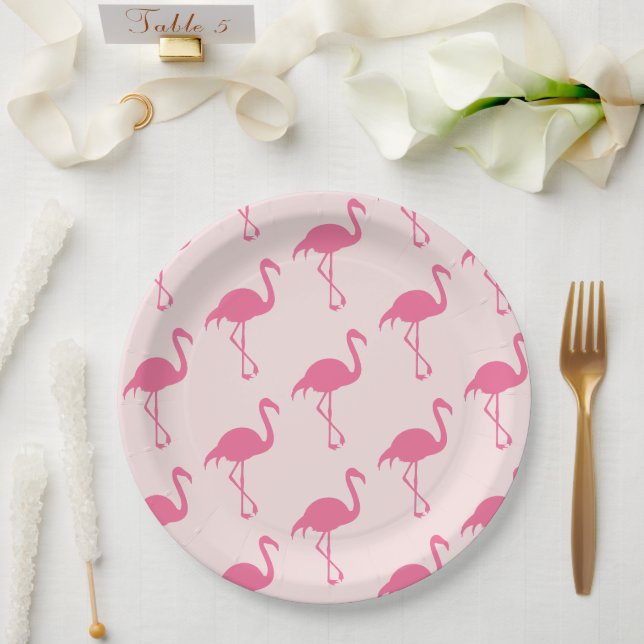 Assiettes En Carton Flamants roses roses (Mariage)