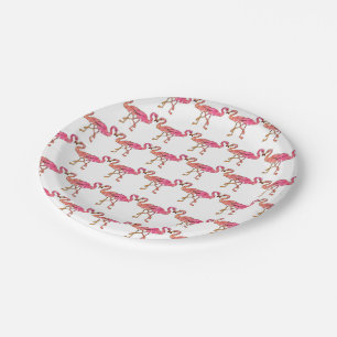 Assiettes En Carton Flamants roses roses mignons d'aquarelle sur le