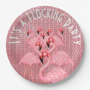 Assiettes En Carton Flamants roses sur plaque de papier parade