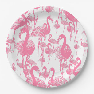 Assiettes En Carton Flamants roses vintage fête rétro des années 50 pi
