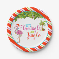 Flamingle & Jingle Christmas Party Plaque papier -