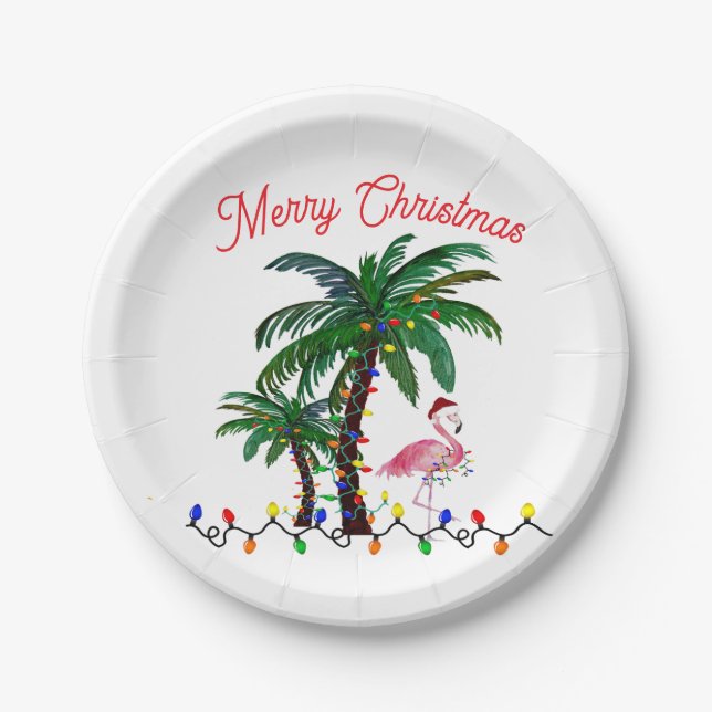 Assiettes En Carton Flamingo Christmas party plates (Devant)