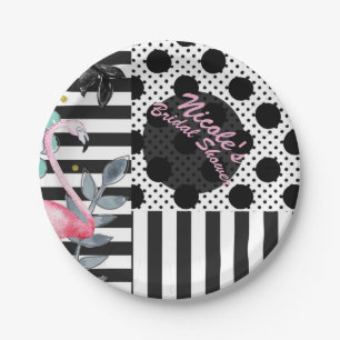 Assiettes En Carton Flamingo Rose Été Points de Polka Fête Fun Funky