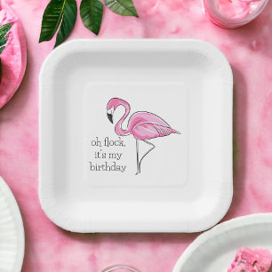Assiettes En Carton Flamingo Rose Oh Flock C'est Mon Anniversaire Prep
