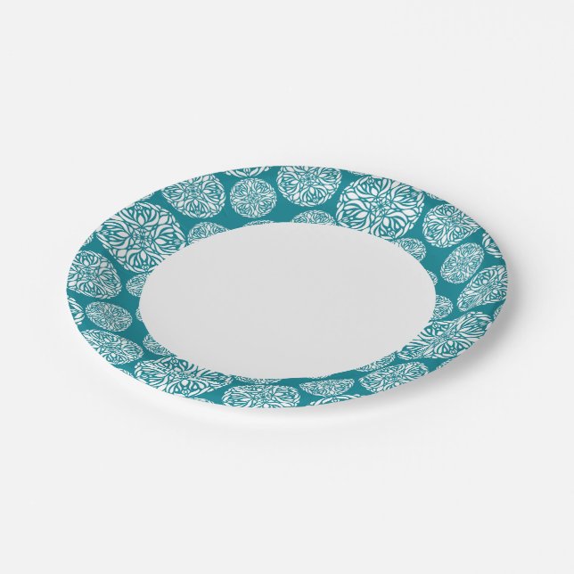 Assiettes En Carton Flamme de neige d'hiver floral (Angle)