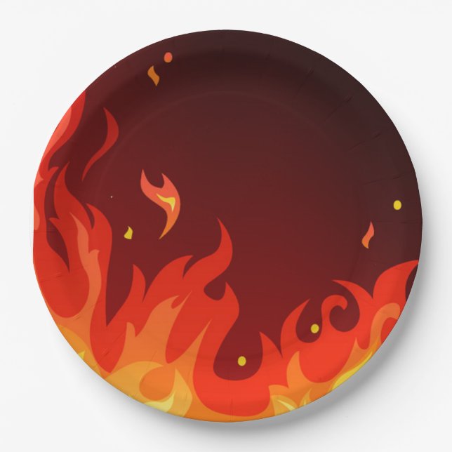 Assiettes En Carton Flammes (Devant)