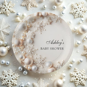 Assiettes En Carton Flammes De Neige Bébé Son Baby shower Froid Extéri