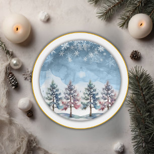 Assiettes En Carton Flammes de neige et Baby shower des pins
