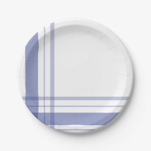 Assiettes En Carton Flannelle plate asymétrique Marine Bleu Linéaire
