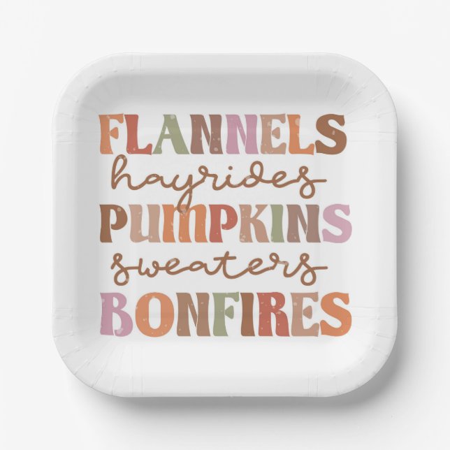 Assiettes En Carton Flannings Bonfires Citrouille (Recto)