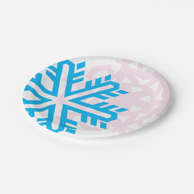 Assiettes En Carton Flèche de neige bleue et rose drôle élégant (Angle)