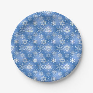 Assiettes En Carton Flèches de neige bleues en hiver