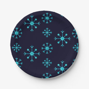 Assiettes En Carton Flèches de neige de Parties scintillant bleue