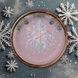 Assiettes En Carton Flèches de neige violette d'hiver moderne Baby sho