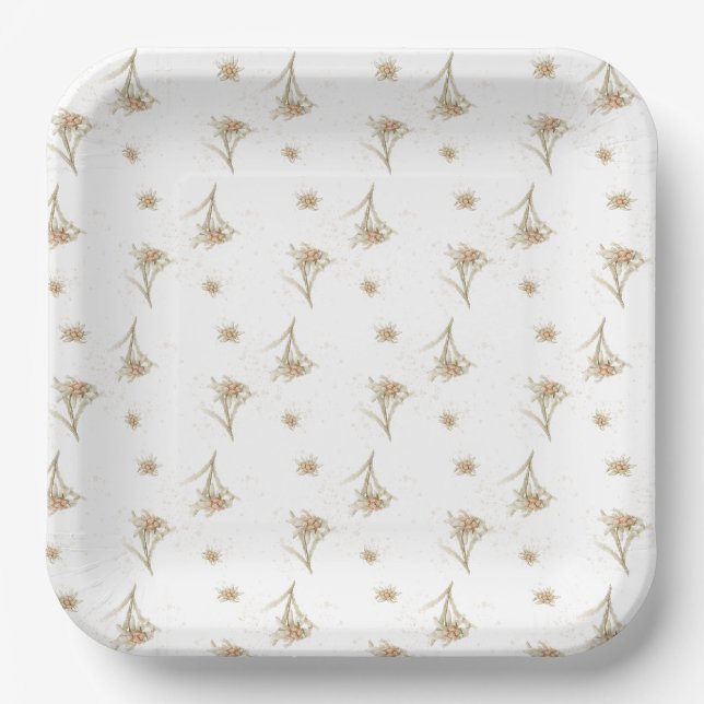 Assiettes En Carton Fleur alpine Edelweiss (Recto)