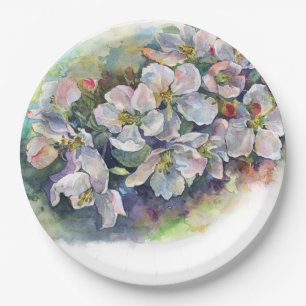 Assiettes En Carton Fleur aquarelle pommier en fleurs mariage floral