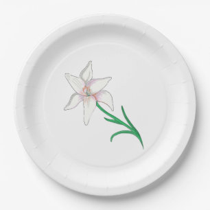 Assiettes En Carton Fleur blanche