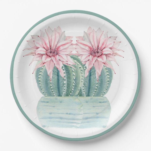 Assiettes En Carton Fleur Cactus (Devant)