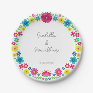 ASSIETTES EN CARTON FLEUR COLORÉE