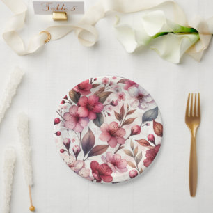 Assiettes En Carton Fleur de cerise
