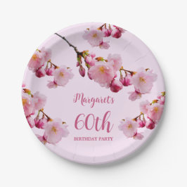 Assiettes En Carton Fleur de cerisier rose Sakura fête d'anniversaire