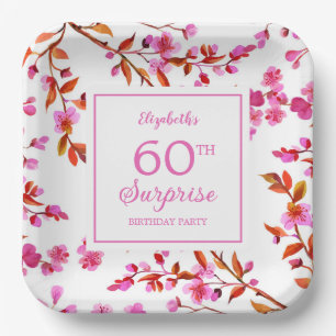 Assiettes En Carton Fleur de cerisier Surprise rose Anniversaire