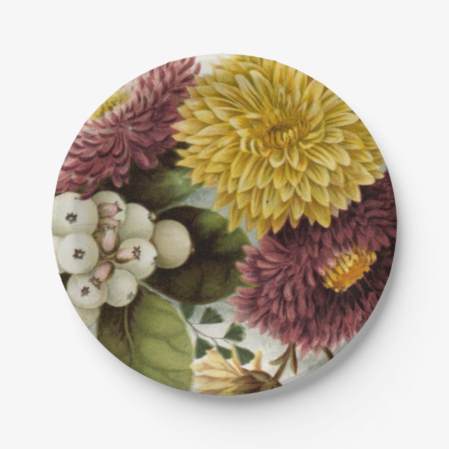 Assiettes En Carton Fleur de chrysanthème mère florale (Devant)