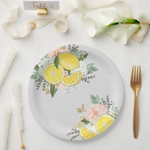 Assiettes En Carton Fleur de citron jaune