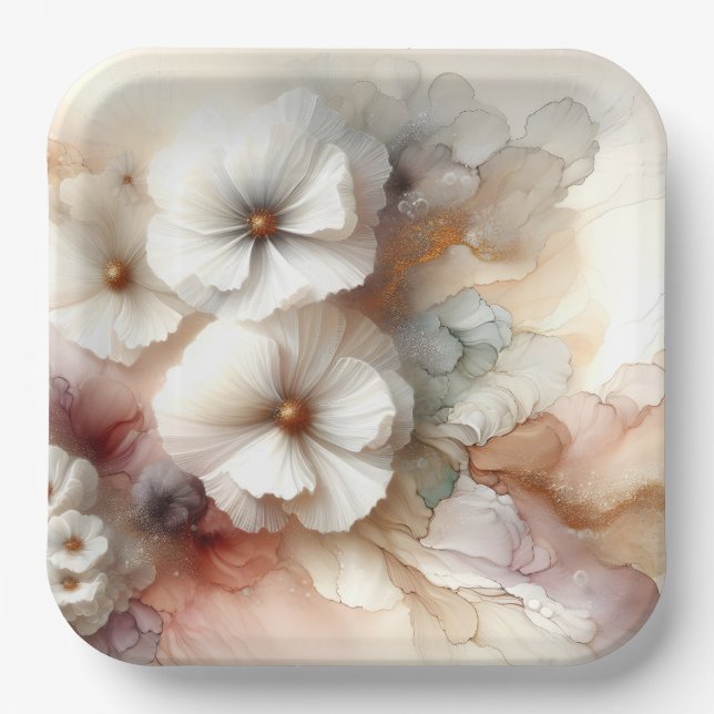 Assiettes En Carton Fleur de cosmos abstraite éthérée (Recto)