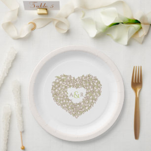 Assiettes En Carton Fleur de crème tulipes mariage coeur bouquet monog