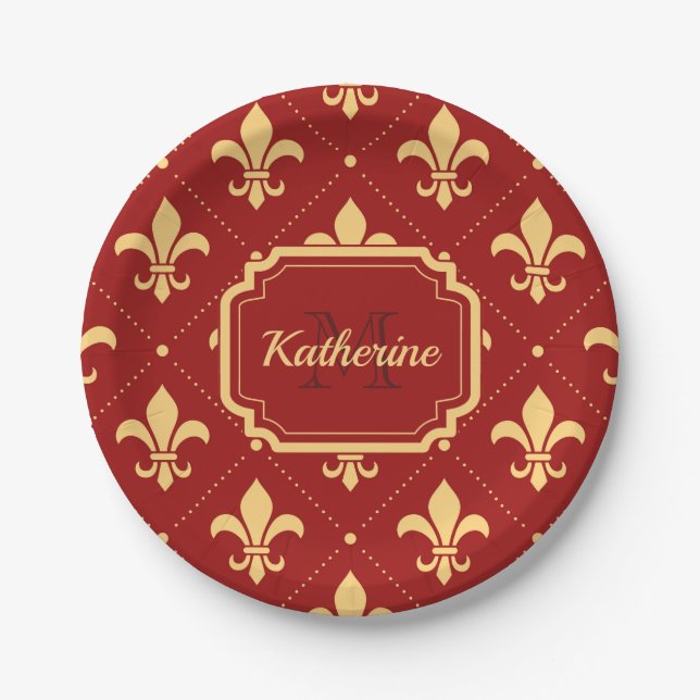 Assiettes En Carton Fleur de lis Motif (Devant)