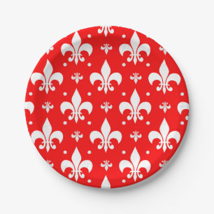 Assiettes En Carton Fleur de lis rouge Motif