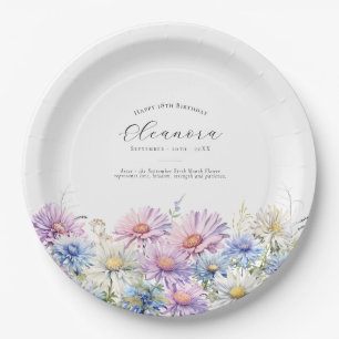 Assiettes En Carton Fleur de naissance de septembre pour 18 ans