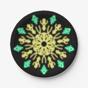 Assiettes En Carton Fleur de néon jaune et vert