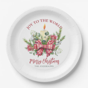 Assiettes En Carton Fleur de Noël Joie à l'arc du cône de pin du monde