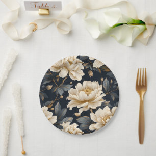 Assiettes En Carton Fleur de Noir d'Ivoire Personnalisé