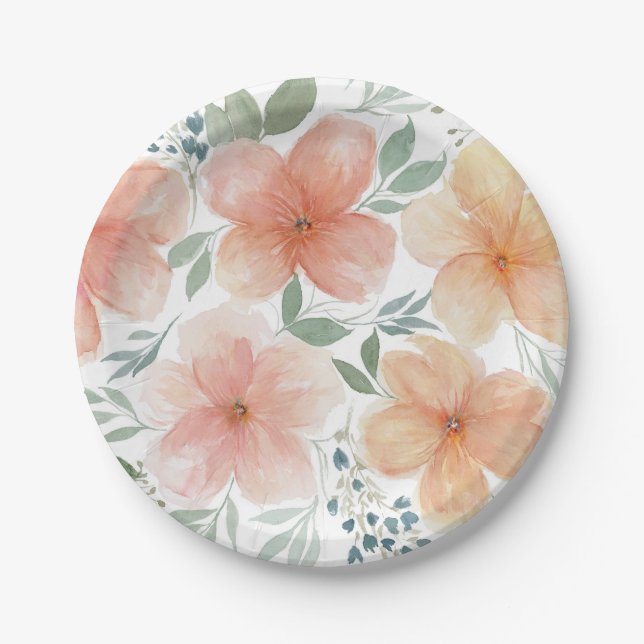 Assiettes En Carton Fleur de pêche (Devant)