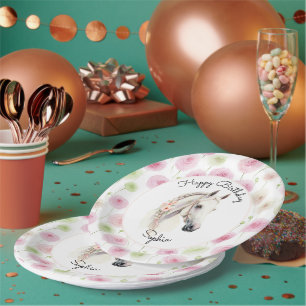 Assiettes En Carton Fleur de renoncule rose menthe Cheval blanc Annive