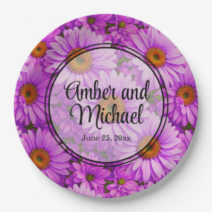 Assiettes En Carton Fleur de soleil à fleurs de magenta violet marguer