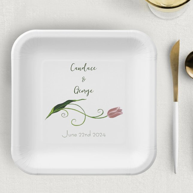 Assiettes En Carton Fleur de tulipe rose (Créateur téléchargé)