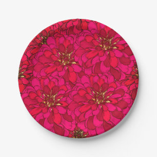 Assiettes En Carton Fleur de Zinnia