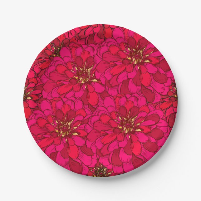 Assiettes En Carton Fleur de Zinnia (Devant)