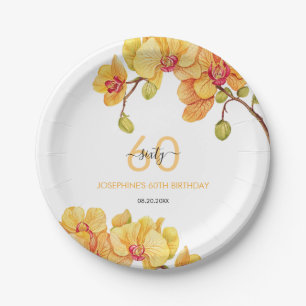 Assiettes En Carton Fleur d'orchidée jaune Anniversaire botanique