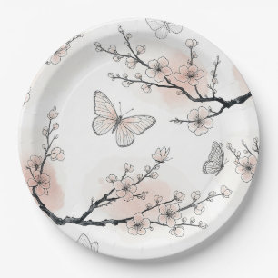 Assiettes En Carton Fleur Élégante de Papillon (10)