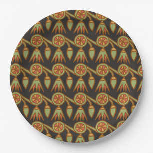 Assiettes En Carton Fleur Lotus égyptienne en noir