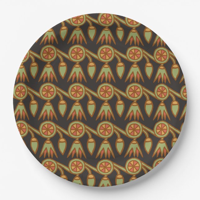 Assiettes En Carton Fleur Lotus égyptienne en noir (Devant)