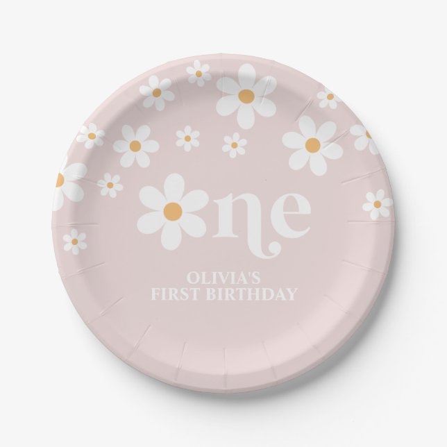 Assiettes En Carton Fleur marguerite 1er anniversaire (Devant)